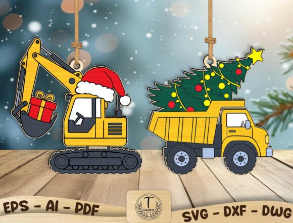 Paquete de adornos navideños de camiones - Imagen 2