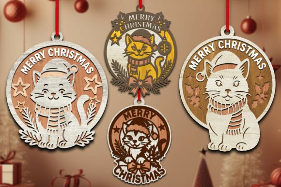Adornos navideños de gatos