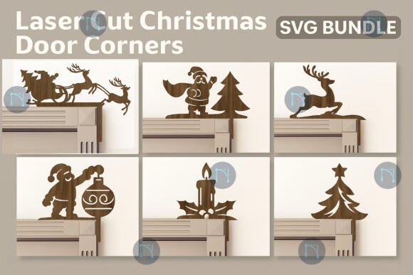 Juego de esquinas de puerta navideñas