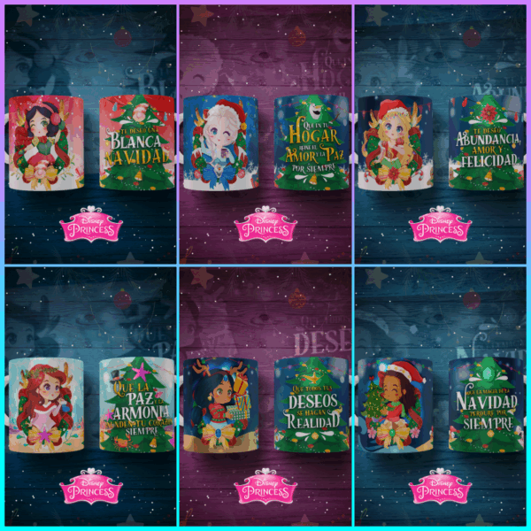Tazas de princesas de navidad