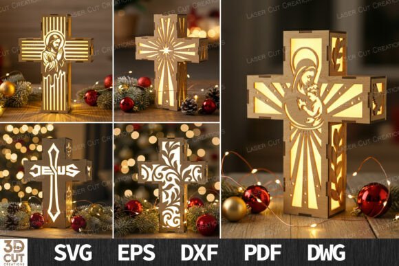 Paquete de linternas con cruz religiosa