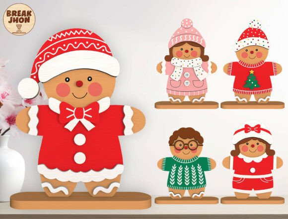 Familia de galletas de jengibre de pie