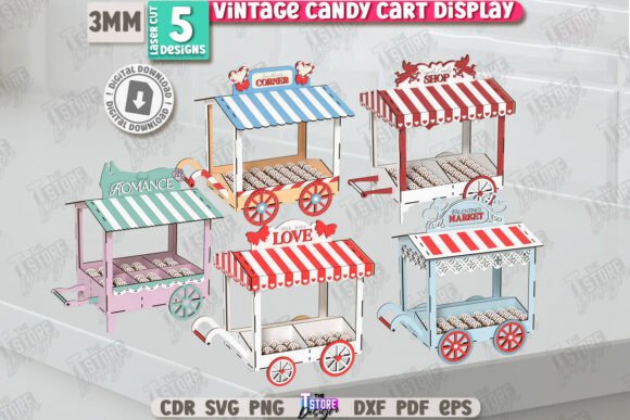 Paquete de carritos de dulces vintage