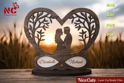 Pareja romántica de corazón infinito personalizado