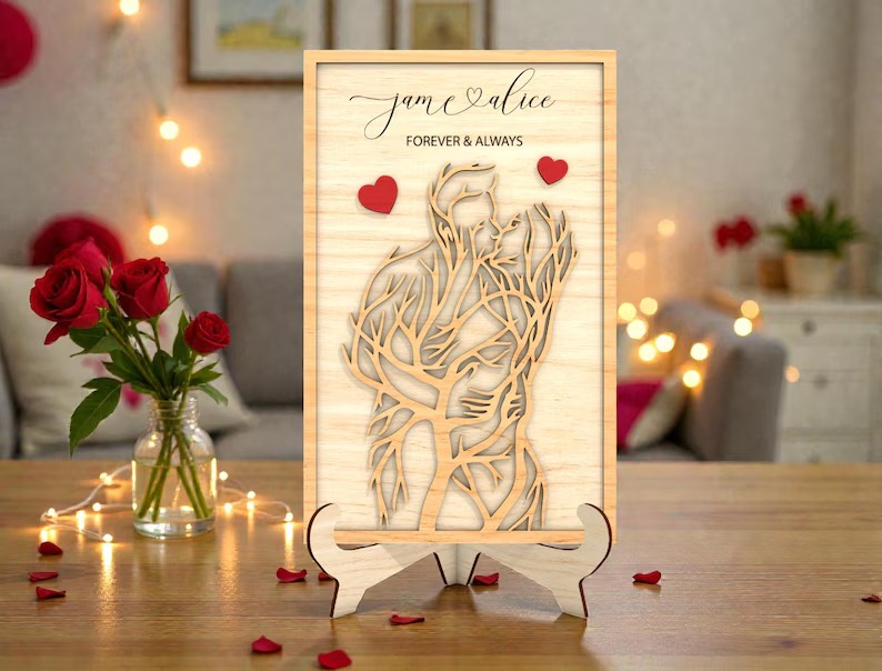 Letrero con silueta de árbol para pareja - Imagen 2