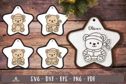 Adorno navideño de osito de peluche