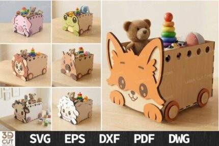 Lindo juego de caja de juguetes de animales