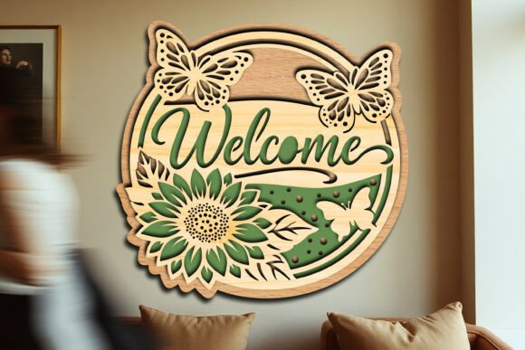 Arte de pared con letrero de bienvenida - Imagen 2