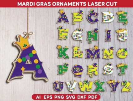 Adornos del alfabeto de Mardi Gras