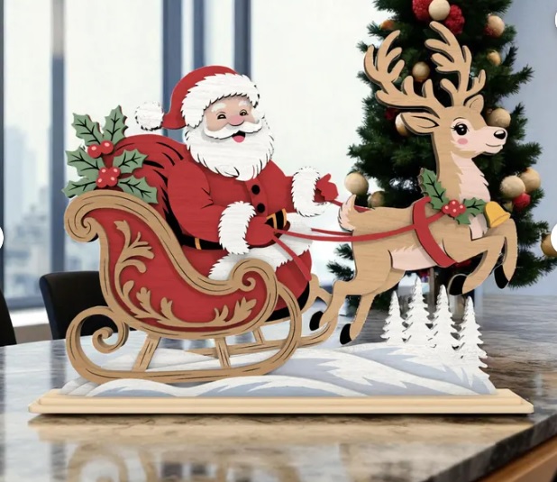 Trineo de papá noel y renos