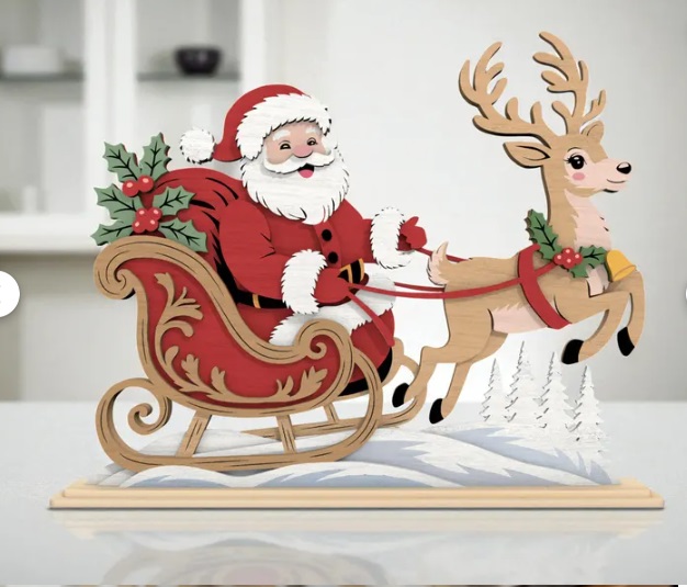 Trineo de papá noel y renos - Imagen 2