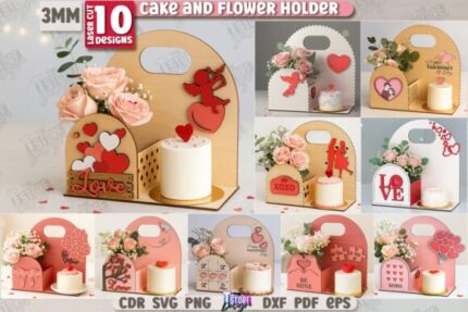 Paquete de pastel y porta flores para San Valentín