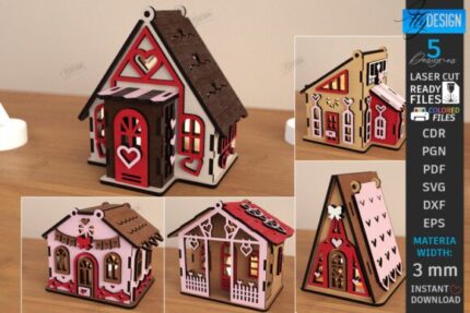 Paquete de casas de velas de San Valentín