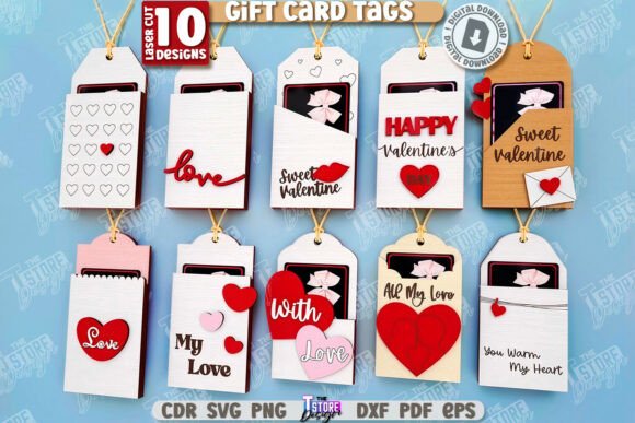 Paquete de etiquetas para tarjetas de regalo de San Valentín