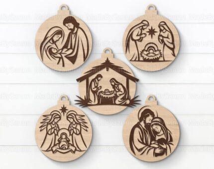 Paquete de adornos navideños de la Natividad Sagrada familia