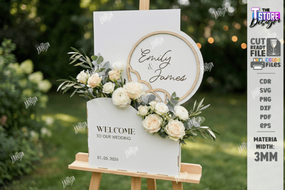 Paquete de letreros de bienvenida florales para bodas - Imagen 6
