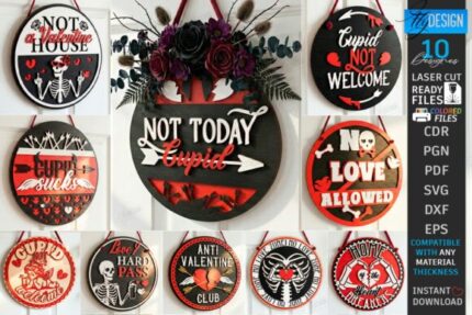 Paquete de letreros de pared anti-San Valentín