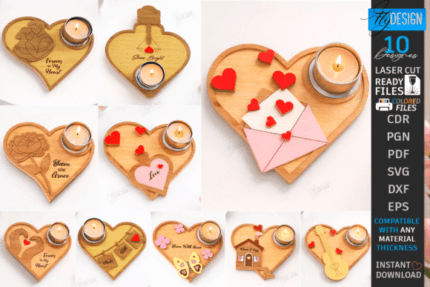 Paquete de portavelas de té con forma de corazón