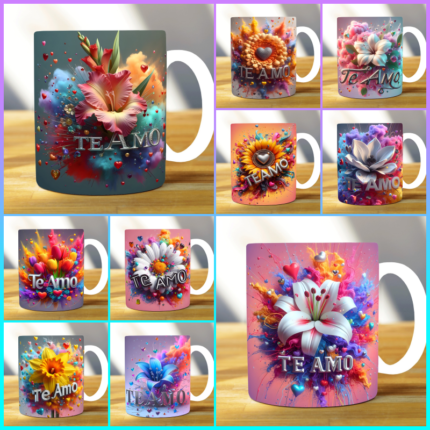 Tazas colores de San Valentín