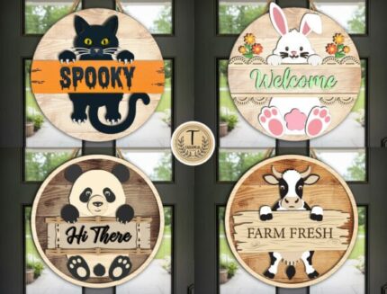 Paquete de colgadores de puerta con animales en capas
