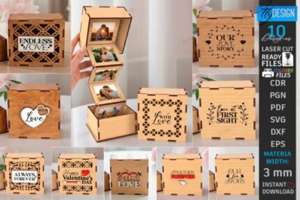 Paquete de cajas de recuerdos con fotos de amor