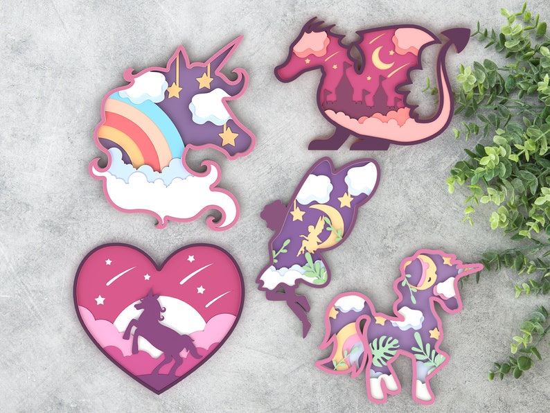 Paquete de unicornio princesa y arcoíris svg en capas - Imagen 3