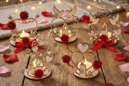 Paquete de portavelas de San Valentín