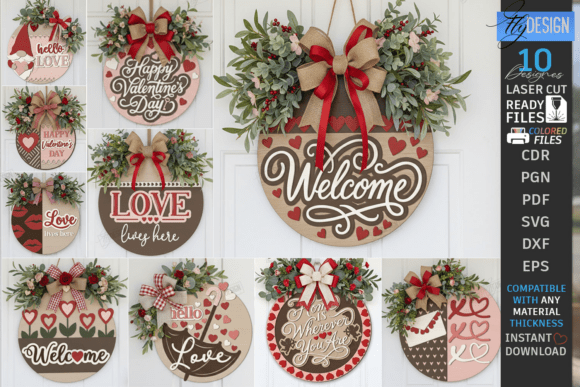 Paquete de letreros redondos para puerta de San Valentín