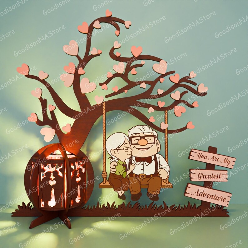Decoración de farol con texto "Amor para pareja de ancianos" - Imagen 2