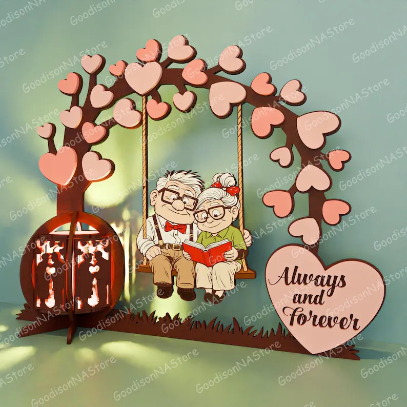 Decoración de farol con texto "Amor para pareja de ancianos" - Imagen 3