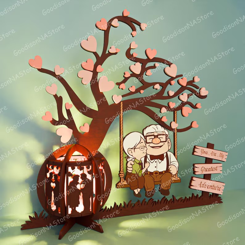 Decoración de farol con texto "Amor para pareja de ancianos" - Imagen 5