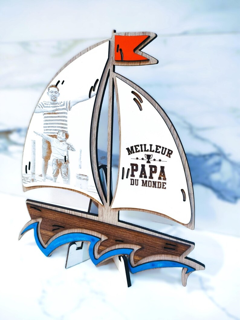 Barco de madera "El mejor padre del mundo" - Imagen 2