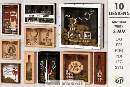 Paquete de cajas de corcho para vino y cerveza