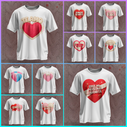 Camisetas corazón borado