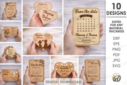 Paquete invitacion de boda con fecha