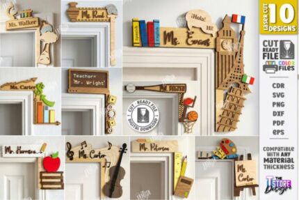 Paquete de letreros láser para esquinas de puertas de maestros