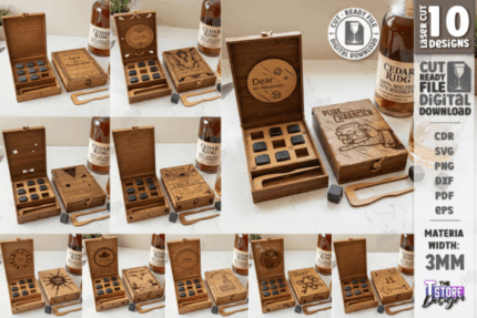 Paquete de cajas de almacenamiento Whiskey Stones