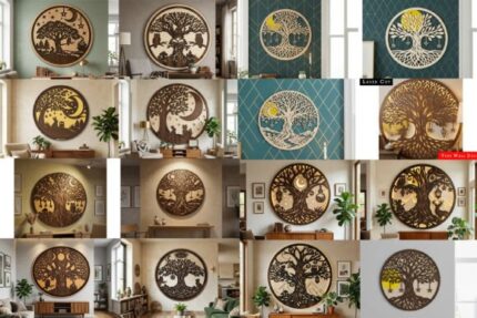 Paquete de arte de pared con árbol lunar