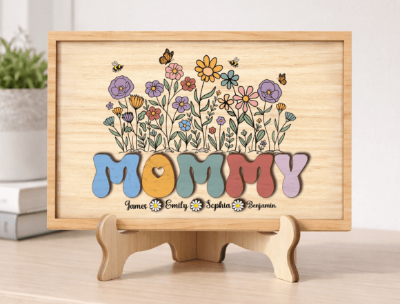 Cuadro en capas con diseño floral de mamá - Imagen 2
