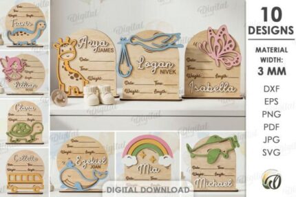 Paquete de letreros personalizados con el nombre del bebé