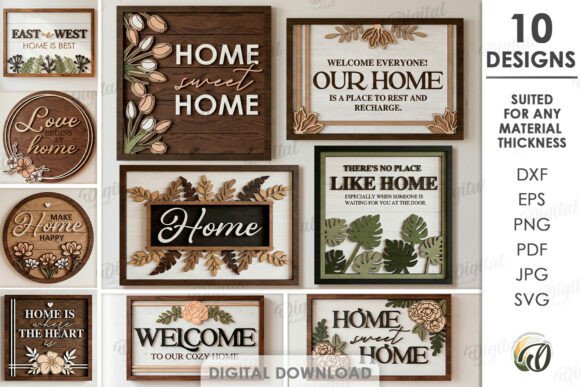 Paquete de decoraciones de pared "Bienvenido a casa"