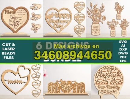 6 Diseños Archivo de corte del Día de la Madre