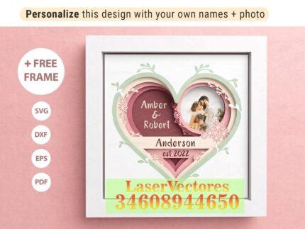 Caja de sombras de boda personalizable en 3D