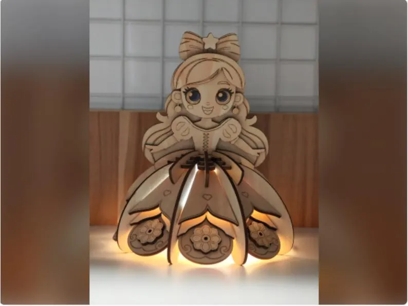 Princesa estrella 3D muñeca de madera en capas - Imagen 2