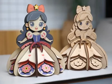 Princesa estrella 3D muñeca de madera en capas