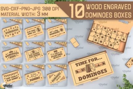 Paquete de cajas de dominó de madera