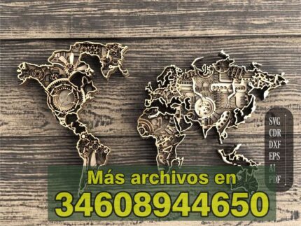 Steampunk World Map globo tierra