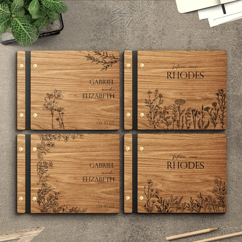 Libro de planificador de bodas floral personalizado