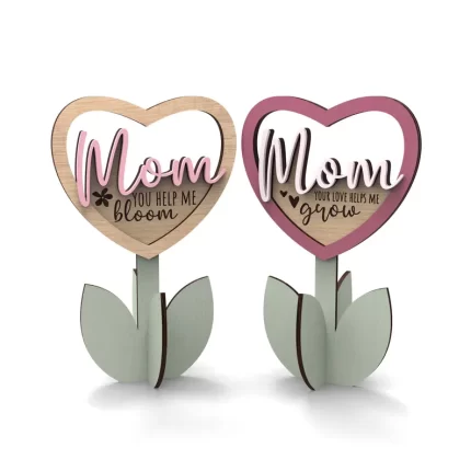 Diseño personalizado de flores para el dia de la madre con corazon