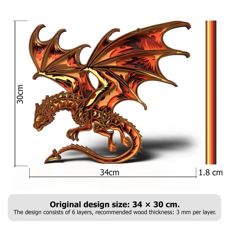 Dragon multicapa svg arte mural - Imagen 3